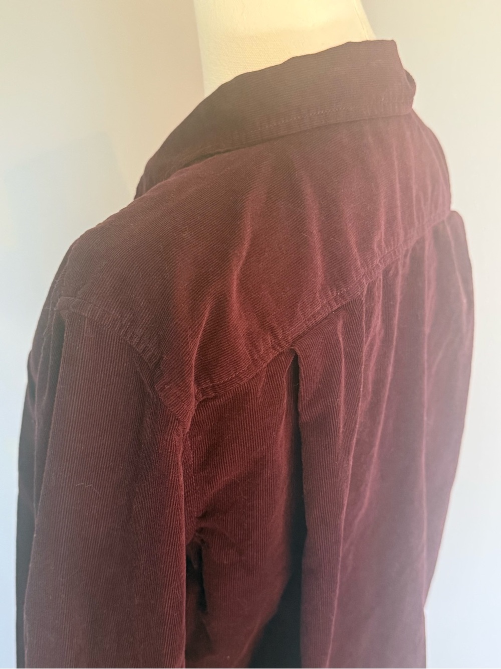 LOFT Deep Plum Corduroy Button Down Shirt 100% Cotton Size Medium - Picture 2 of 8
